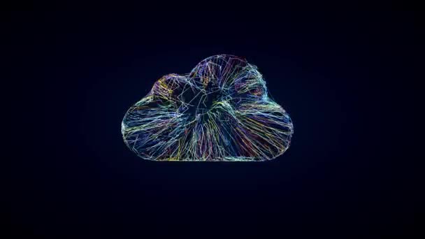 cloud technology symbol, 3D animation of cloud shape from colorful lines - 映像、動画