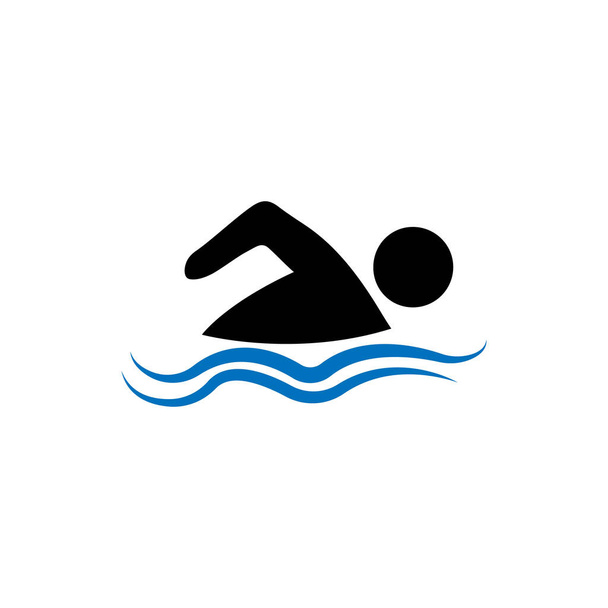 Yüzme sembolü tasarımı. Renkli simge. Yüzme konsepti. Ağ ve cep telefonlarında kullanılabilir. - Vektör, Görsel