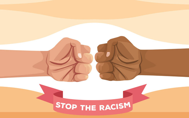 interracial hands fist stop racism campaign - Vector, Imagen