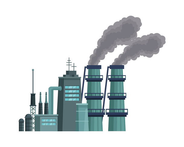 fabriek met vervuilende schoorstenen - Vector, afbeelding