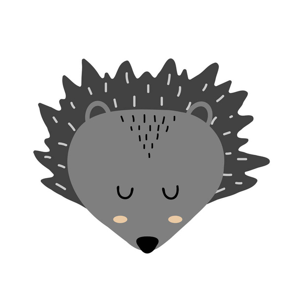 Cute hand drawn sleeping hedgehog. Cartoon zoo. Vector illustration. Animal for the design of childrens products in scandinavian style. - ベクター画像