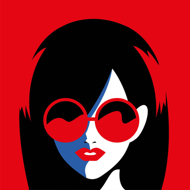 portrait of abstract young woman with sunglasses - Vetor, Imagem