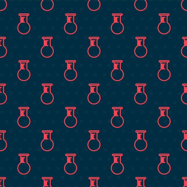 Red line Test tube and flask icon isolated seamless pattern on black background. Chemical laboratory test. Laboratory glassware. Vector Illustration - Vector, Image