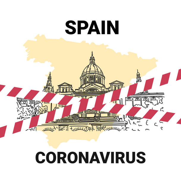 Coronavirus in Spain, attractions are closed. - Vector, afbeelding