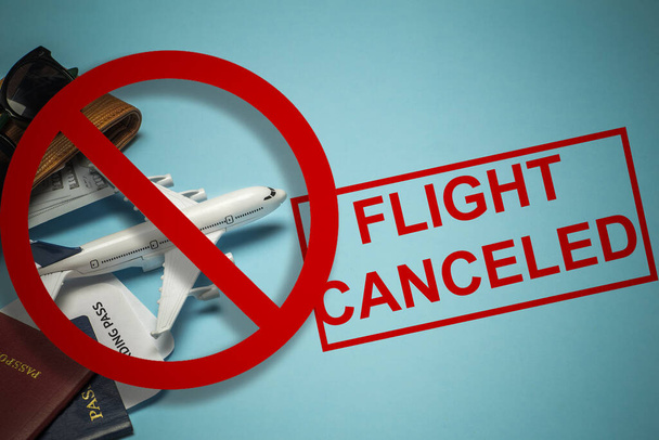 Coronavirus pandemic. Flight ban and closed borders for tourists and travelers with coronavirus (convi19) from Europe and Asia. Flight ticket refunds and route changes. - Photo, Image