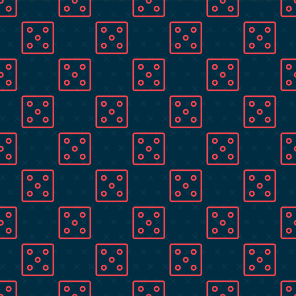 Red line Játék kocka ikon elszigetelt zökkenőmentes minta fekete háttér. Kaszinó. Vektorillusztráció - Vektor, kép
