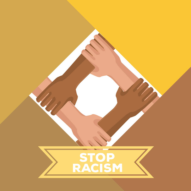 interracial hands union stop racism campaign - Vektor, Bild