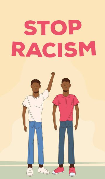 couple of afro men stop racism campaign - Vector, Image