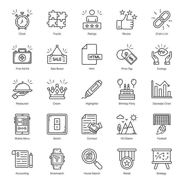 Shopping Outline Icons In Modern Style  - Vector, Image