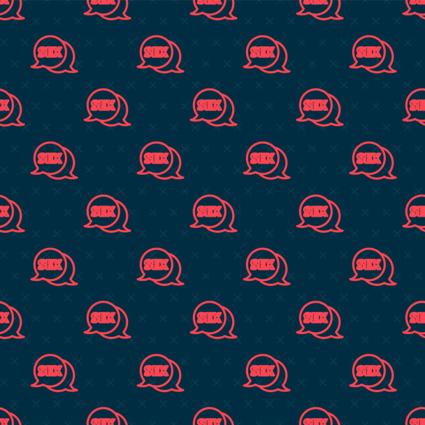 Rote Linie Sprechblase mit Text Sex-Symbol isoliert nahtlose Muster auf schwarzem Hintergrund. Erwachsene Inhalte nur Symbol. Vektorillustration - Vektor, Bild