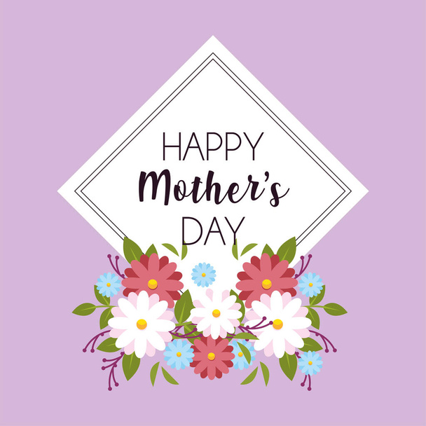 label happy mothers day and flower frame - Vector, Image