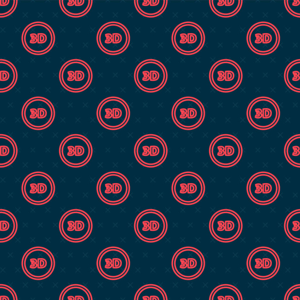 Ligne rouge icône mot 3D isolé motif sans couture sur fond noir. Illustration vectorielle
 - Vecteur, image