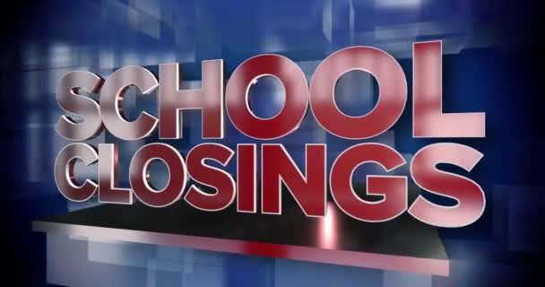 A red and blue dynamic 3D School Closings news title page animation. - Footage, Video
