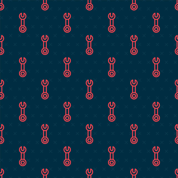 Rote Linie Schlüsselschlüssel-Symbol isoliert nahtlose Muster auf schwarzem Hintergrund. Vektorillustration - Vektor, Bild