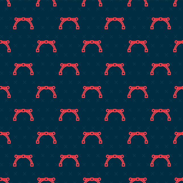 Red line Bezier curve icon isolated seamless pattern on black background. Pen tool icon. Vector Illustration - Vector, Image