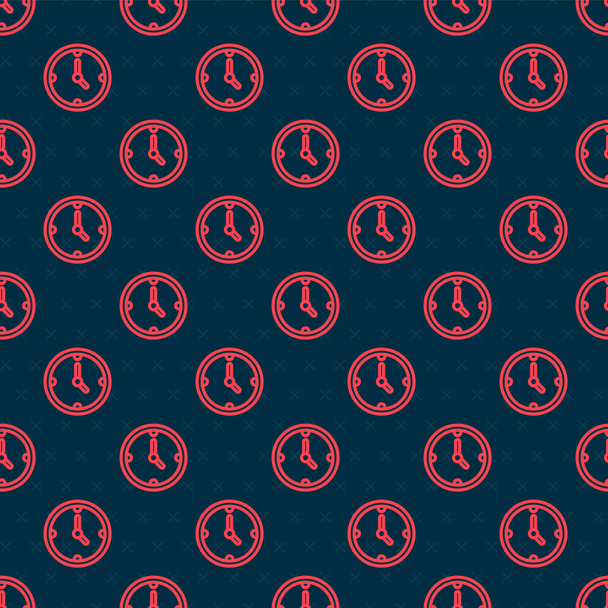 Rode lijn Klok pictogram geïsoleerd naadloos patroon op zwarte achtergrond. Tijdsymbool. Vector Illustratie - Vector, afbeelding