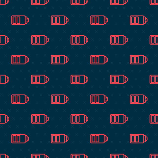 Ligne rouge Indicateur de niveau de charge de batterie icône isolée motif sans couture sur fond noir. Illustration vectorielle - Vecteur, image