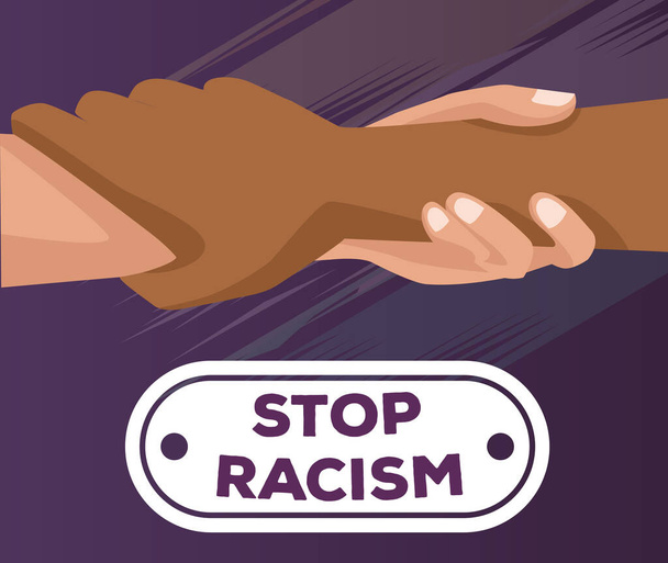 interraciale handdruk stop racisme campagne - Vector, afbeelding