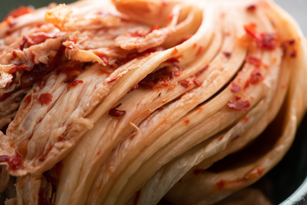 close up of tasty korean pickled kimchi cabbage - Photo, Image