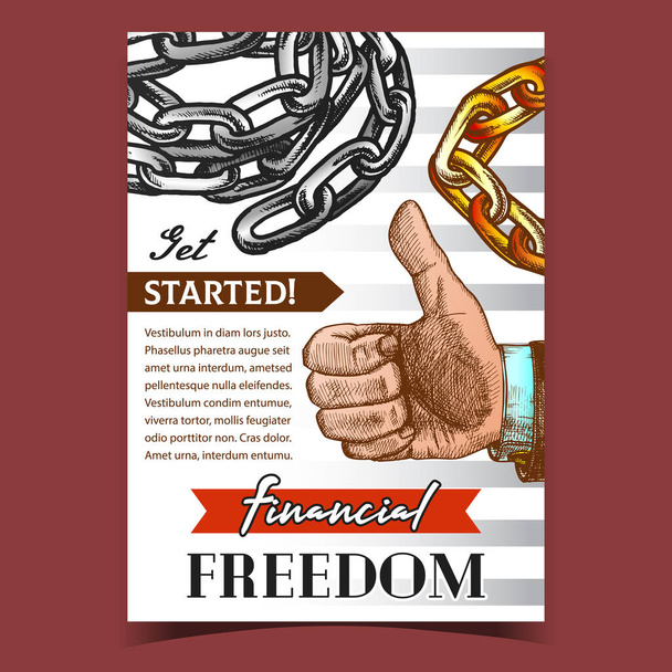 фінансової свободи великий палець вгору жест банер вектор
 - Вектор, зображення