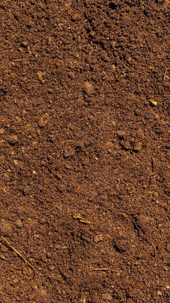 Tierra fértil de color marrón oscuro con turba - fondo para la agricultura
 - Foto, imagen