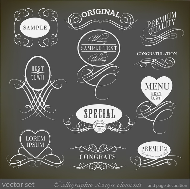 Calligraphic design elements and page decoration - Vector, Image