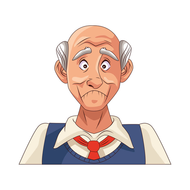 idős nagyapa karakter elszigetelt ikon - Vektor, kép
