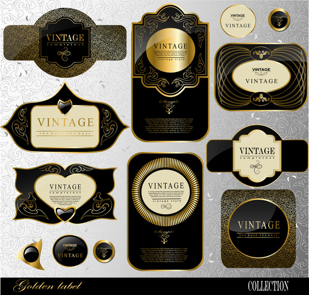 Black gold labels - Вектор,изображение