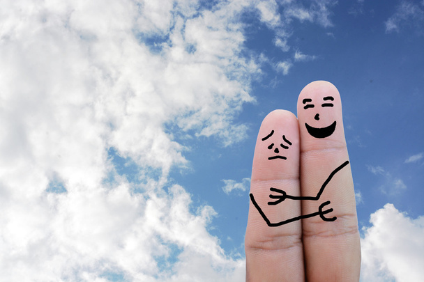 Verliebtes Paar auf Finger gemalt - Foto, Bild