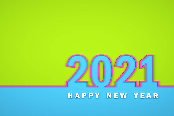 Νέο Έτος 2021 Creative Design Concept - 3D επεξεργασμένη εικόνα - Φωτογραφία, εικόνα