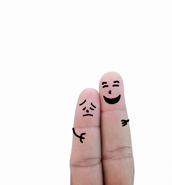 ζευγάρι στην αγάπη ζωγραφισμένα στο δάχτυλα - Φωτογραφία, εικόνα