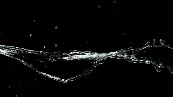 Super slow motion of splashing water rotation isolated on black background. Filmed on very high speed camera, 1000 fps. - Footage, Video