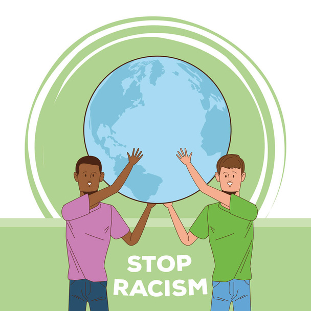 couple of interracial men stop racism campaign - Vektor, Bild