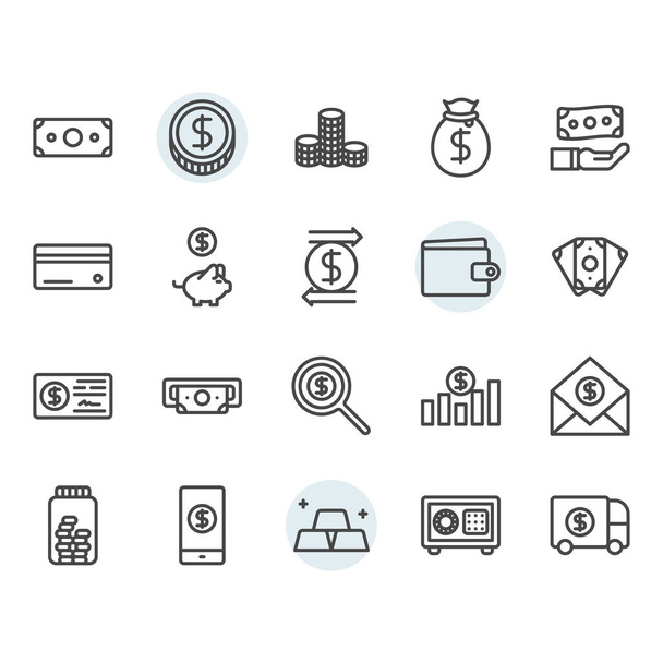 Geldbezogene Ikone und Symbolfigur - Vektor, Bild
