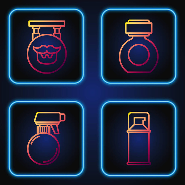 Set line Shaving gel foam, Hairdresser pistol spray bottle, Barbershop and Aftershave. Gradient color icons. Vector - Vector, Image