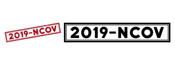 Grunge 2019-Ncov Rectangular Frame Stamp - Vettoriali, immagini
