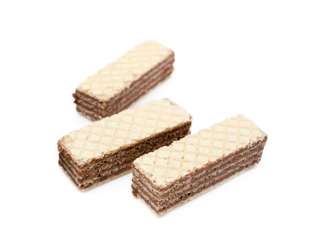 Crispy wafers with creamy hazelnut filling isolated on white background - Photo, Image
