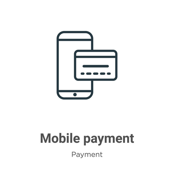 Mobile payment outline vector icon. Thin line black mobile payment icon, flat vector simple element illustration from editable payment concept isolated stroke on white background - Vector, imagen