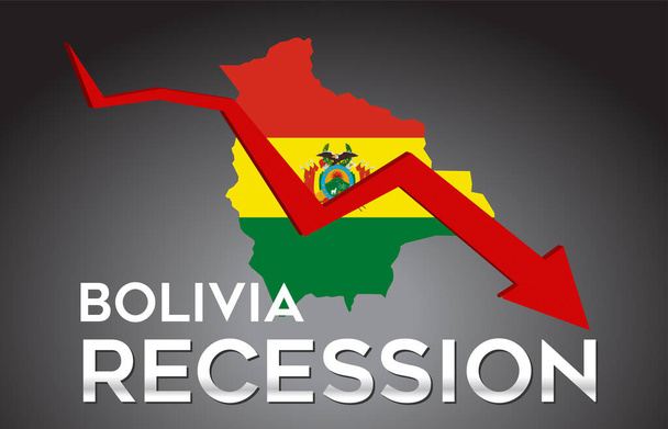 Map of Bolivia Recession Economic Crisis Creative Concept with Economic Crash Arrow Vector Illustration Design. - Vector, Image