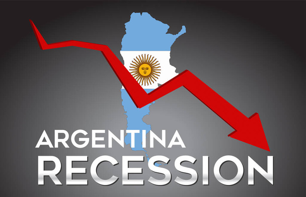Mapa Argentiny Recese Hospodářská krize Creative Concept with Economic Crash Arrow Vector Illustration Design. - Vektor, obrázek