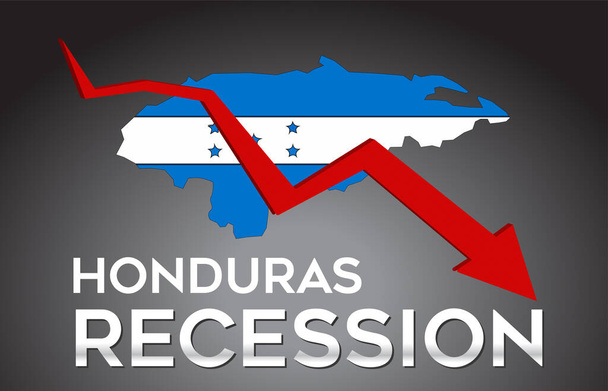 Map of Honduras Recession Economic Crisis Creative Concept with Economic Crash Arrow Vector Illustration Design. - Vector, Image