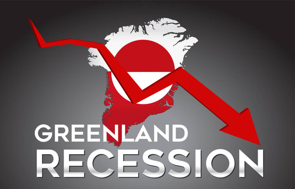 Map of Greenland Recession Economic Crisis Creative Concept with Economic Crash Arrow Vector Illustration Design. - Vector, Image