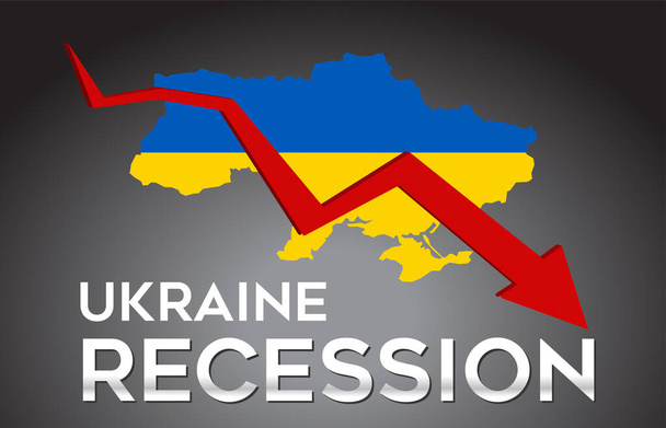 Ukrayna Ekonomik Kriz Yaratıcı Tasarım Haritası Ekonomik Çöküş Ok Vektörü Çizimi Tasarımı. - Vektör, Görsel