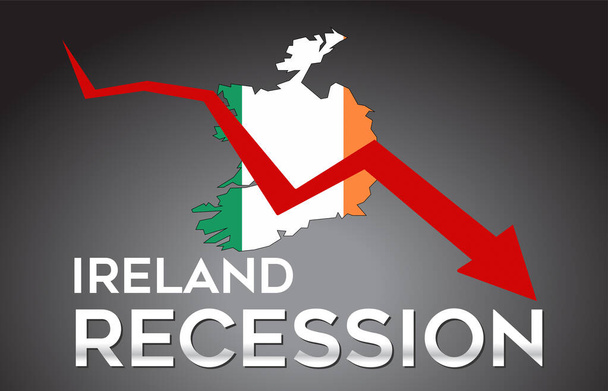 Map of Ireland Recession Economic Crisis Creative Concept with Economic Crash Arrow Vector Illustration Design. - Vector, Image