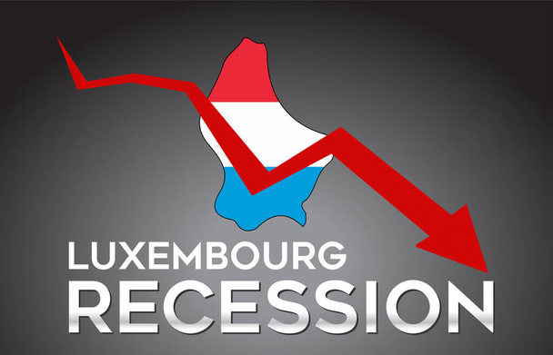 Luxemburgi recesszió térképe Gazdasági válság Kreatív koncepció gazdasági összeomlás nyilvektorral Illusztráció dizájn. - Vektor, kép