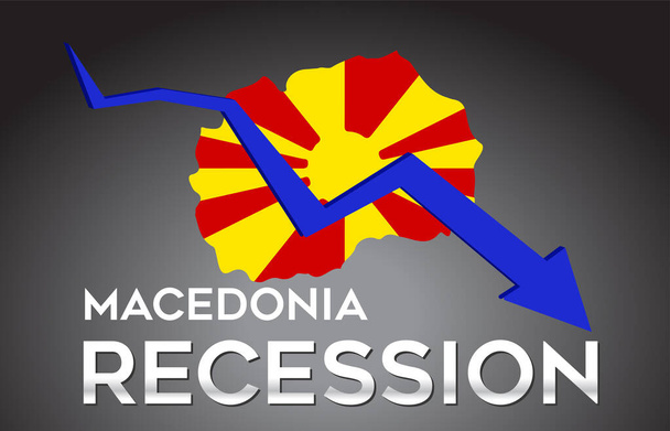 Carte de la récession en Macédoine Concept créatif de crise économique avec conception d'illustration vectorielle de flèche d'écrasement économique
. - Vecteur, image