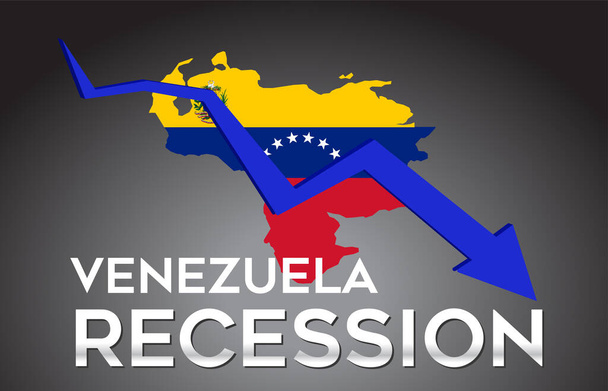 Mapa Venezuely Recese Hospodářská krize Creative Concept with Economic Crash Arrow Vector Illustration Design. - Vektor, obrázek