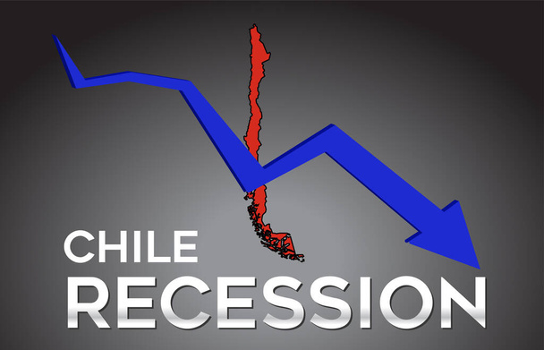 Карта Чилі Рецесія Економічна криза Творча концепція з економічною стрілкою Векторна ілюстрація Дизайн
. - Вектор, зображення