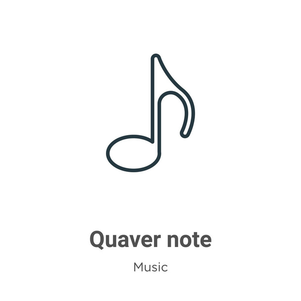 Quaver note outline vector icon. Thin line black quaver note icon, flat vector simple element illustration from editable music concept isolated stroke on white background - Vektor, kép