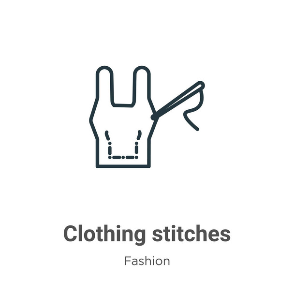 Clothing stitches outline vector icon. Thin line black clothing stitches icon, flat vector simple element illustration from editable fashion concept isolated stroke on white background - Vector, imagen